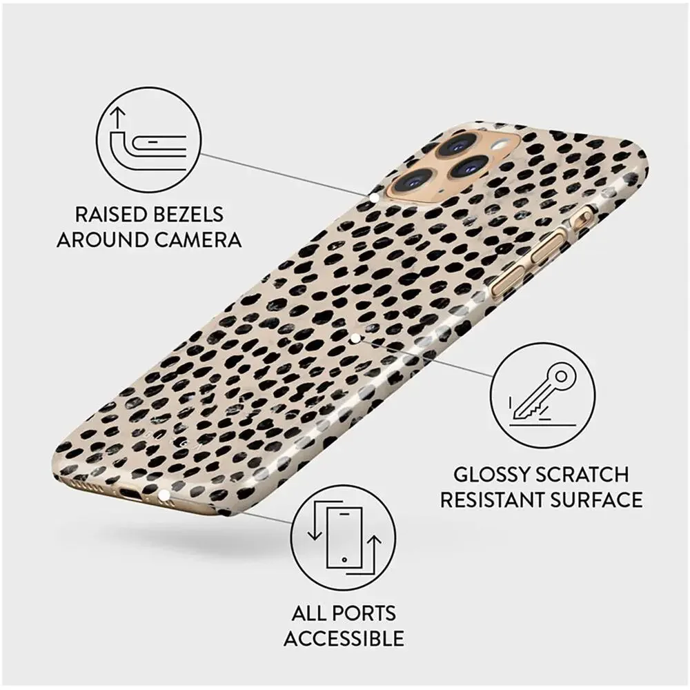 Burga Almond Latte iPhone Snap Case 11 Pro Black Ivory Dots Tough Case NEAR NEW